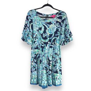 Lilly Pulitzer Size Medium Lula Romper High Tide Navy Scuba Doo Jumper Blue